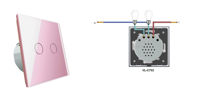 Włącznik dotykowy podwójny LIVOLO VL-C702 Różowy